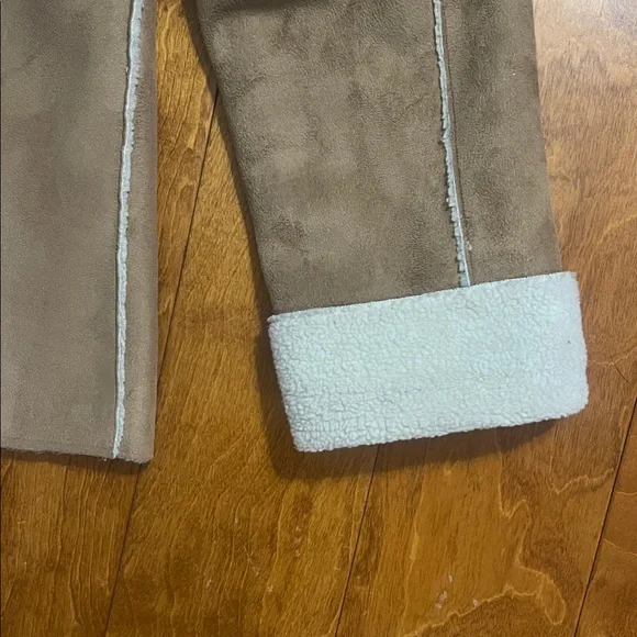 Vintage Y2K FU DA New York Tan Faux Suede Sherpa Lined Jacket Fleece Gorpcore - Picture 7 of 8